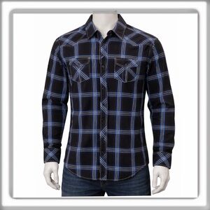 Rock & Roll Cowboy Long Sleeve Snap Front Shirt White Stitching Black Size XL